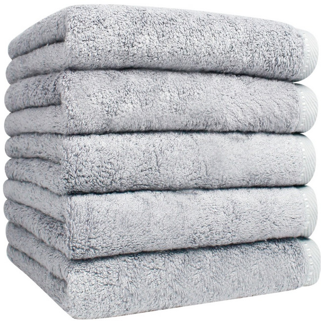 송월타월 솔리드 뱀부 무지 40 수건 200g, 회색, 5개