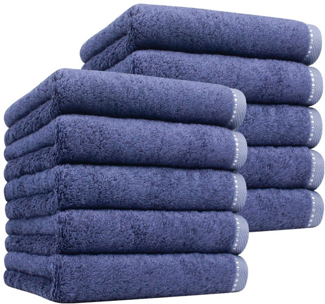 송월타월 솔리드 뱀부 무지 40 수건 200g, 진청, 10개