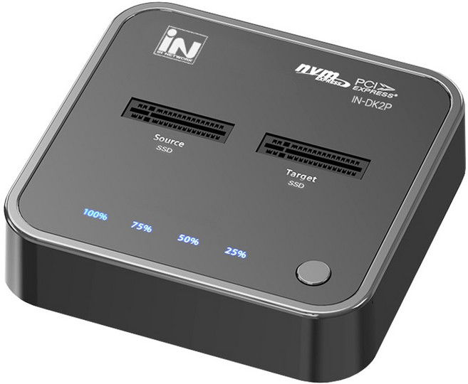 iN NETWORK 支援M.2 NVMe 最大8TB辨識 一鍵複製 2槽 SSD 擴充座, 1個, IN-DK2P