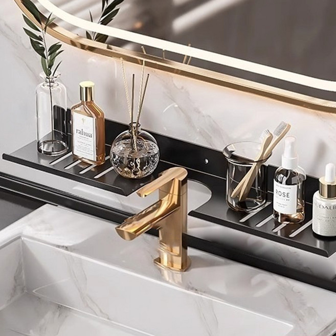 로커스 무타공 수도꼭지 홈 튼튼한 욕실선반, 홈 블랙, 1개