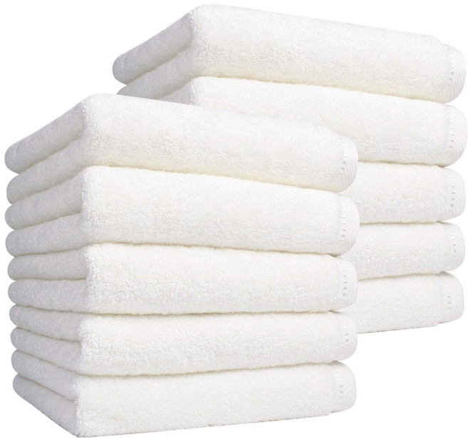 송월타월 솔리드 무지 40 수건 200g 뱀부 면사, 아이보리, 10개