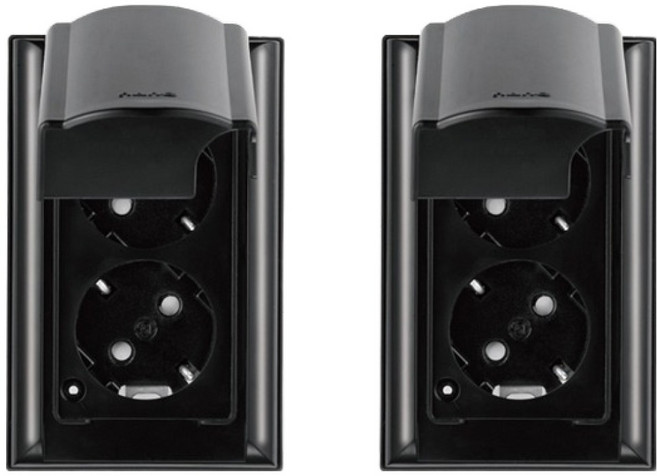 나노전기 오딧세이 인테리어 아크릴 배선 심플 방우 세로형 방적형 블랙 2구 매입 콘센트, 2개