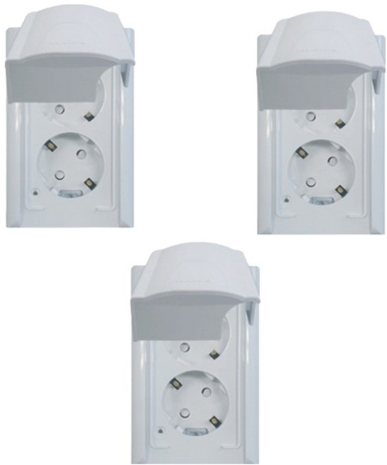 나노 심플 오딧세이 화이트 방우 세로형 방적형 2구 매입 콘센트, 3개