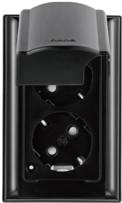 나노전기 오딧세이 인테리어 아크릴 배선 심플 방우 세로형 방적형 블랙 2구 매입 콘센트, 1개