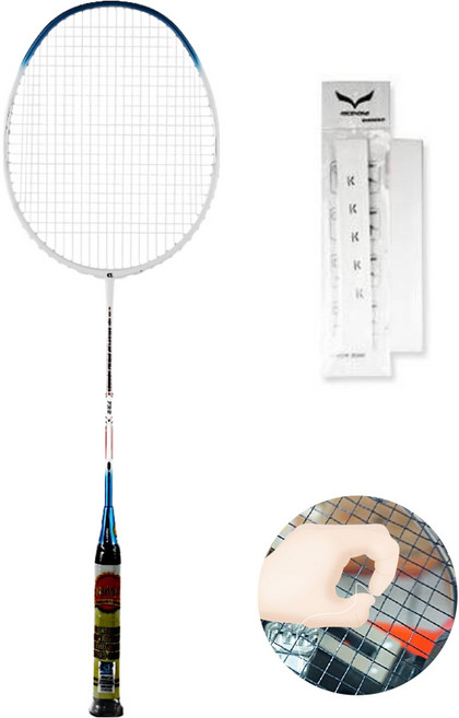 아펙스 나노퓨전스피드 722 배드민턴 라켓 화이트오션블루 + 줄작업 + 그립 화이트 + 풀커버 랜덤발송 세트, 1세트