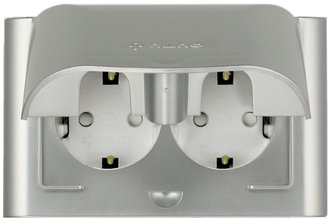 나노전기 오딧세이 인테리어 아크릴 배선 SIMPLE 방우 2구 매입 콘센트 가로형 방적형 실버, 1개