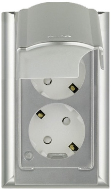 나노전기 오딧세이 인테리어 아크릴 배선 심플 방우 세로형 방적형 실버 2구 매입 콘센트, 1개