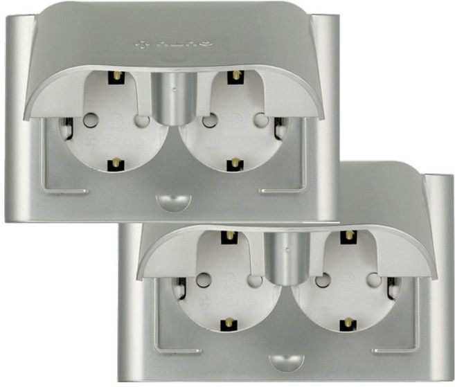 나노전기 오딧세이 인테리어 아크릴 배선 심플 방우 가로형 방적형 실버 2구 매입 콘센트, 2개