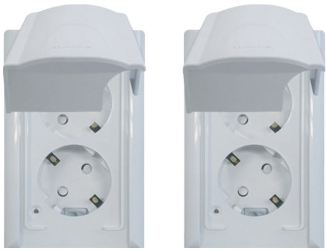 나노 심플 오딧세이 화이트 방우 세로형 방적형 2구 매입 콘센트, 2개