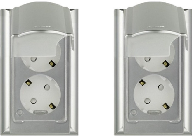 나노전기 오딧세이 인테리어 아크릴 배선 심플 방우 세로형 방적형 실버 2구 매입 콘센트, 2개