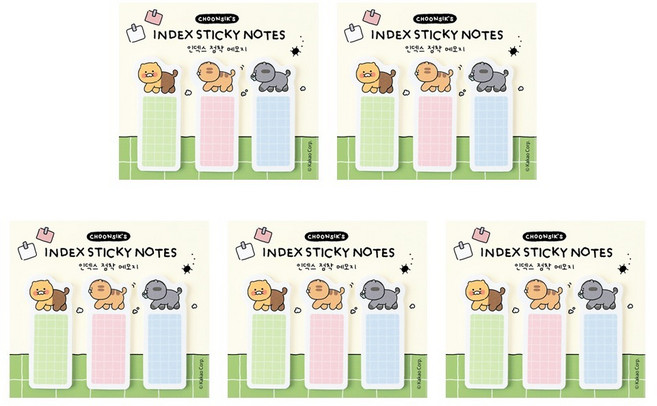춘식이 오디너리 인덱스 점착 메모지 3종 세트, 혼합색상, 5세트