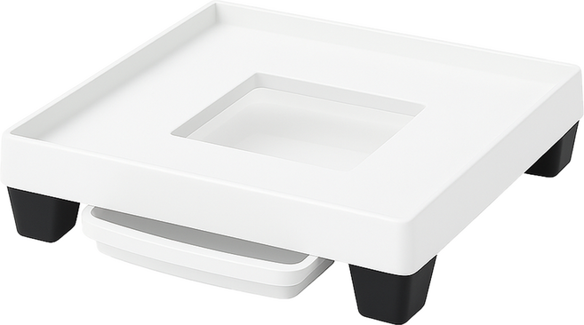 식스파머스 튼튼한 프리미엄 서랍식 물받침형 정사각 화분 받침, 백색, 1개