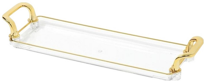 썸즈마인 고급 손잡이 트레이 쟁반, 투명 슬림, 투명, 1개