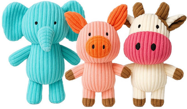 케리빙 강아지 장난감 코끼리 돼지 소 3종 세트, 블루(코끼리), 핑크(돼지), 화이트(소), 1세트