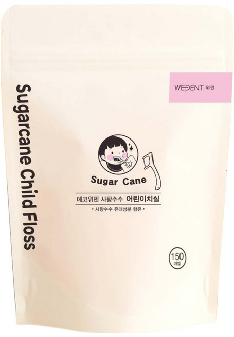 에코위덴 아동용 일회용 사탕수수 치실, 1개, 150개입, 70mm