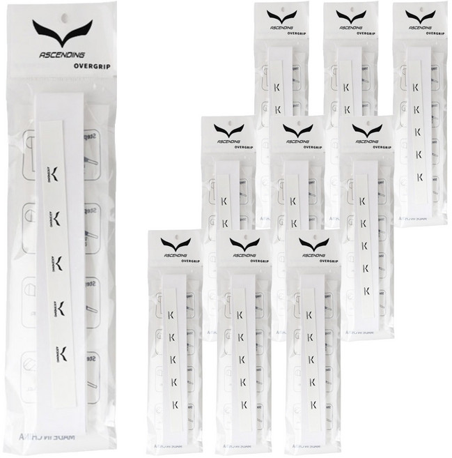 ASCENDING 오버그립 배드민턴라켓 그립 테이프, 화이트, 10개