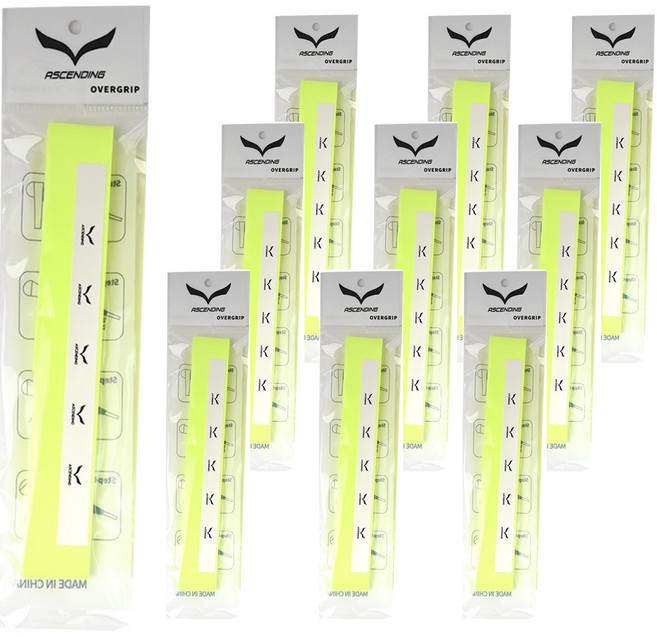 ASCENDING 오버그립 배드민턴라켓 그립 테이프, 형광옐로우, 10개