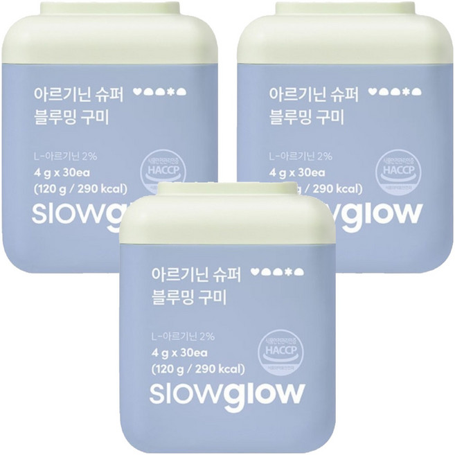 슬로우글로우 아르기닌 슈퍼 블루밍 구미 120g, 3개, 30정