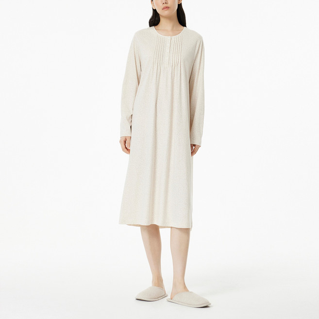 JAJU 여성용 코튼 도트 파자마 원피스