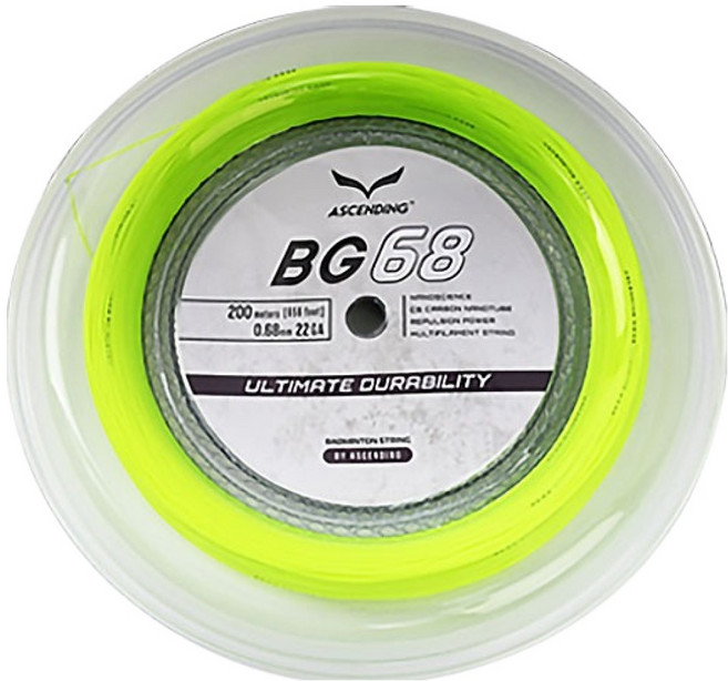 ASCENDING 롤거트 배드민턴라켓 스트링 BG68, 형광옐로우, 1개