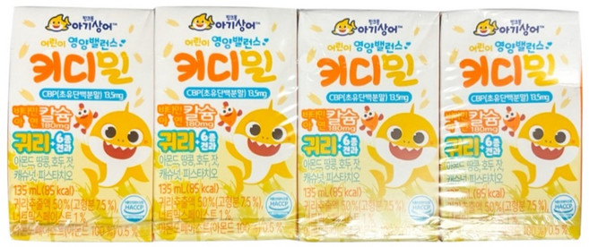 태양생활건강 핑크퐁 키디밀 귀리 성장 밸런스 음료, 135ml, 4개