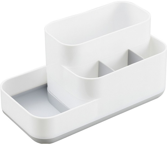 FAmILyLIFE 生活 多格桌面文具遙控器收納盒 A-177-GW, 白灰色, 1個