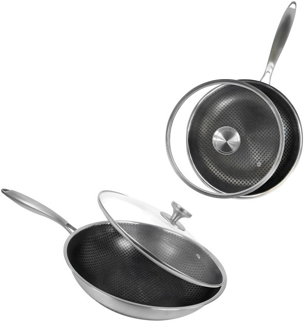 SILWA 西華 電磁爐適用316複合金蜂巢雙鍋組, 1套, 炒鍋 + 平底鍋, 銀色