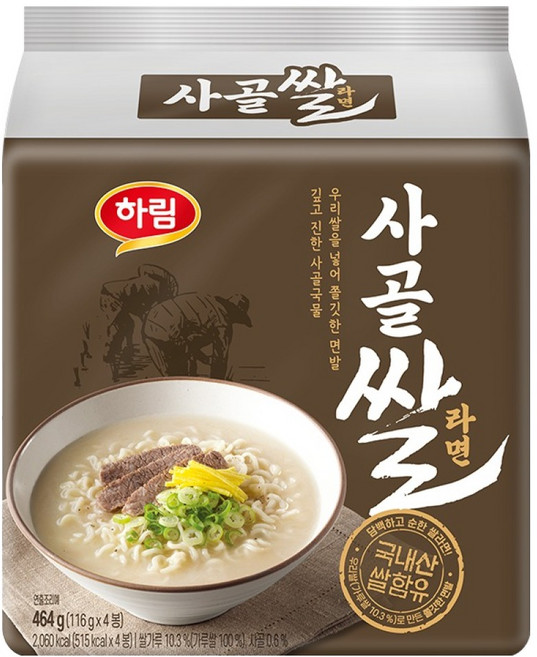 하림 사골쌀라면 116g, 4개