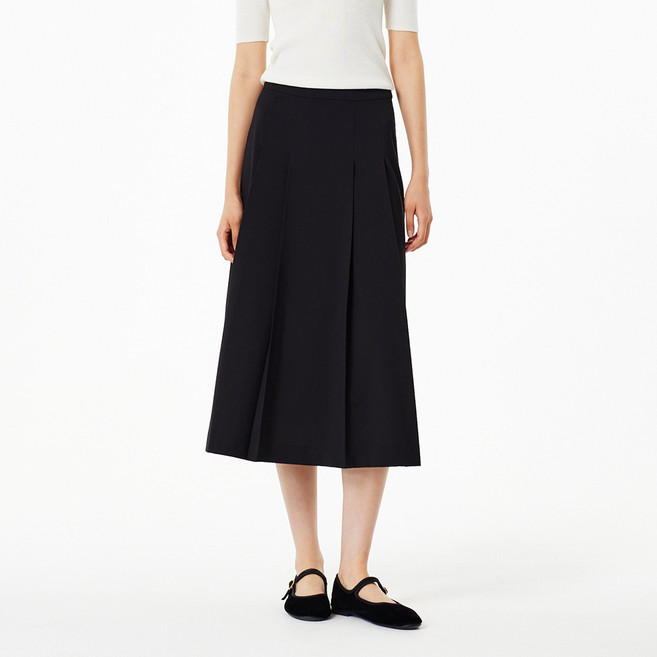 JAJU 여성용 플리츠 롱 스커트