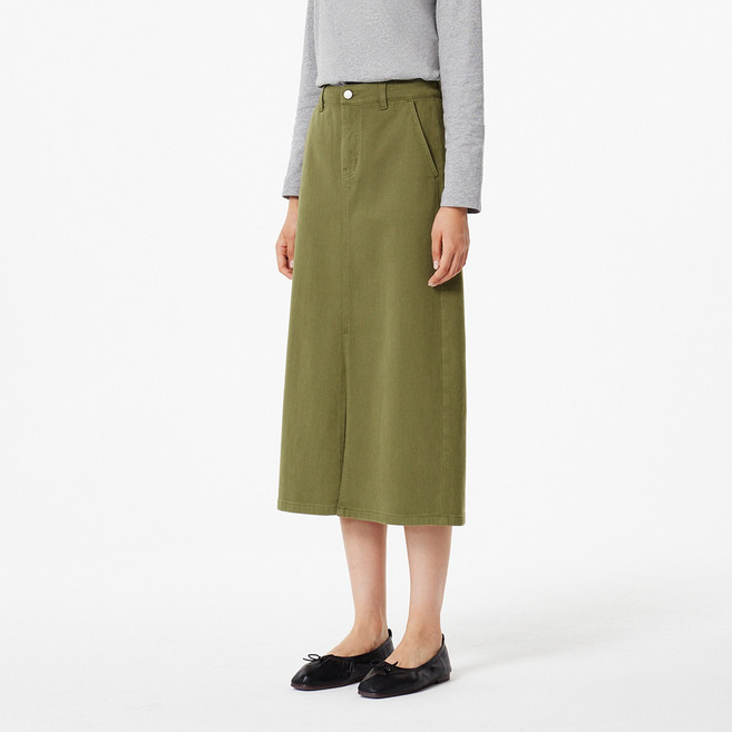 JAJU 여성용 H라인 슬릿 스커트