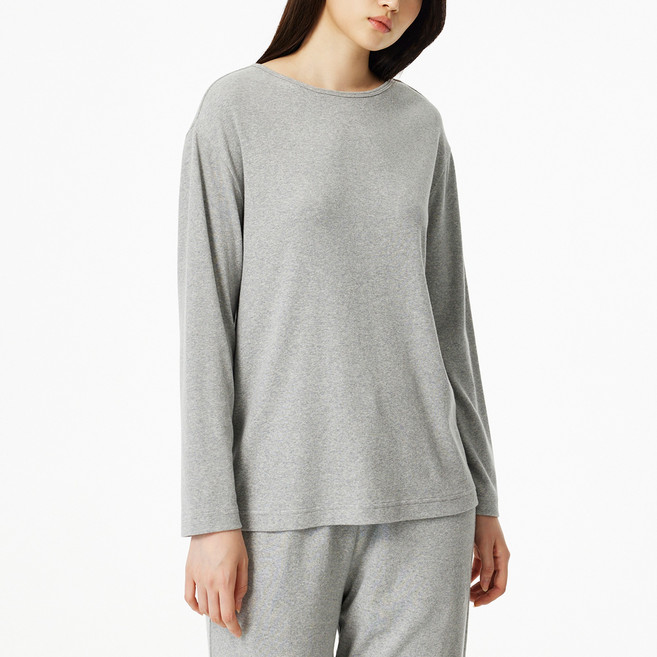 JAJU 여성용 코튼 립 루즈핏 파자마 티셔츠