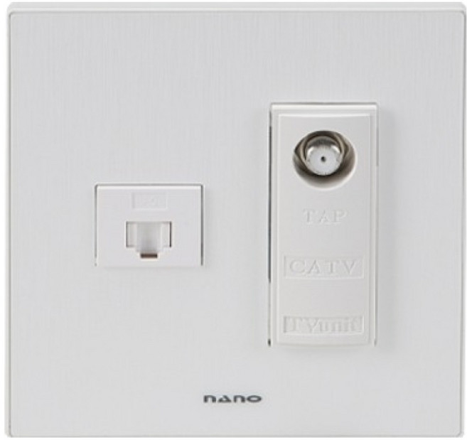 나노전기 아트2 심플 2개용 CATV+8P 매입모듈 화이트, 1개