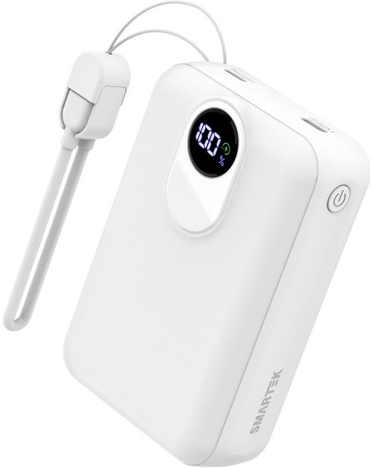 스마텍 PD 20W 고속 충전 LCD 키링 대용량 마그네틱 맥세이프 보조배터리 20000mah 멀티단자, STPB-MP20, 화이트