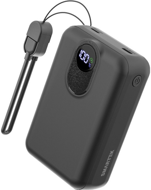 스마텍 PD 20W 고속 충전 LCD 키링 대용량 마그네틱 맥세이프 보조배터리 20000mah 멀티단자, STPB-MP20, 블랙