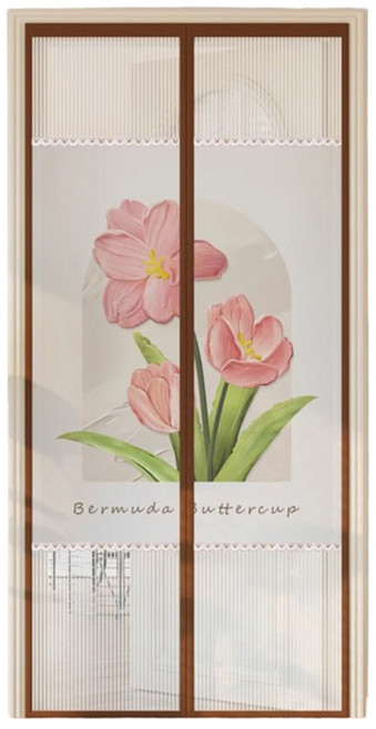 半島良品 金剛網櫻花絨拼接防蚊門簾/磁吸門簾, 郁金芬芬