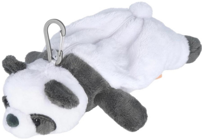 sun-star nuimee 絨毛軟趴可吊掛玩偶筆袋, 1個, 熊貓 白色