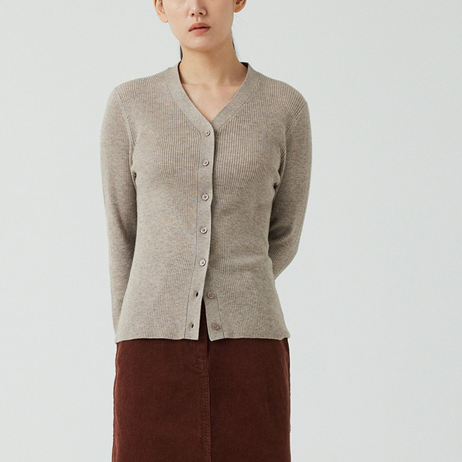 JAJU 여성용 립 V넥 니트 가디건