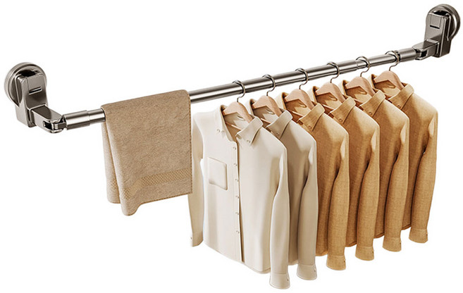 무타공 강력 흡착 길이조절 접이식 빨래 건조대, 그레이