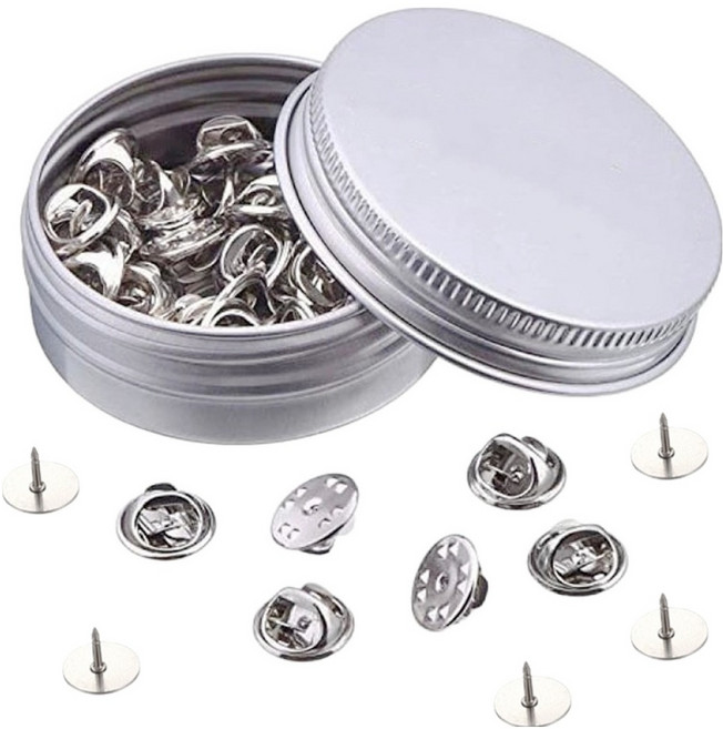 코히모 만능 고정핀 브로치 DIY 못핀 + 배지홀더 50p + 케이스 세트 5W0588, 실버, 1세트
