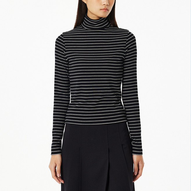 JAJU 여성용 소프트 립 터틀넥 티셔츠