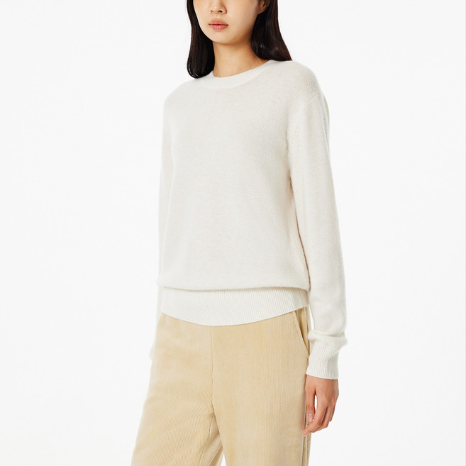 JAJU 여성용 메리노울 라운드넥 니트