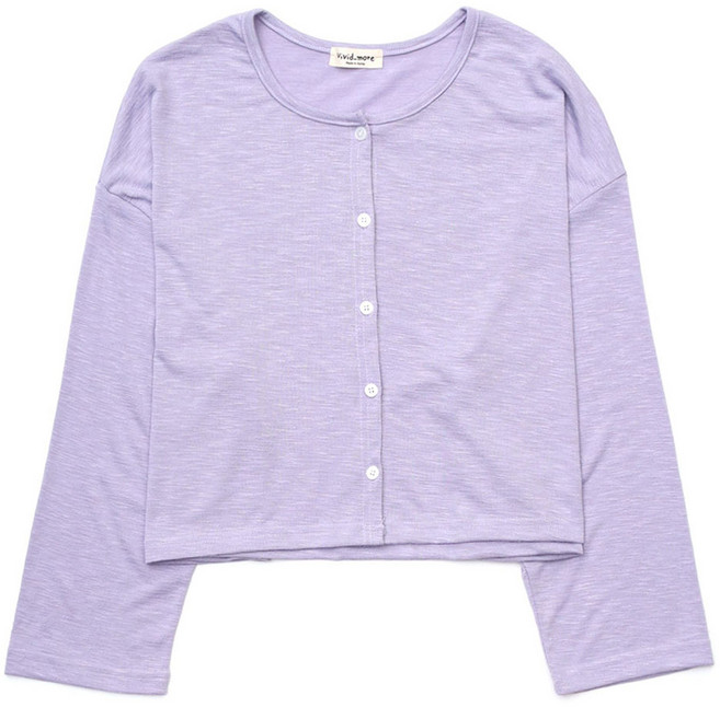 라라온 여성용 면 슬라브 라운드넥 긴팔 가디건 TSP2868