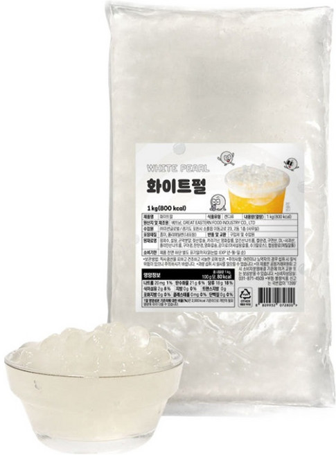 토핑스 화이트 곤약 버블티펄, 1개, 1kg, 1개입