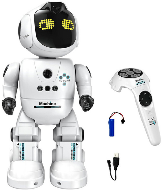 KANGAROO 스마트 프로그래밍 RC 로봇 리모컨 조종 충전식 14세 이상 키즈 장난감 K46, 화이트, 1세트