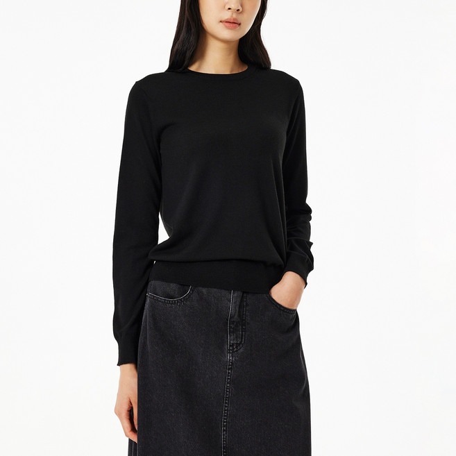 JAJU 여성용 라운드넥 니트