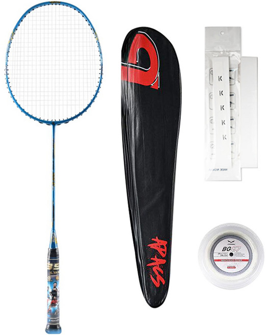 아펙스 나노퓨전스피드 725N 배드민턴라켓 시안블루 + 줄작업 + 그립 + 풀커버 랜덤발송 세트, 1세트