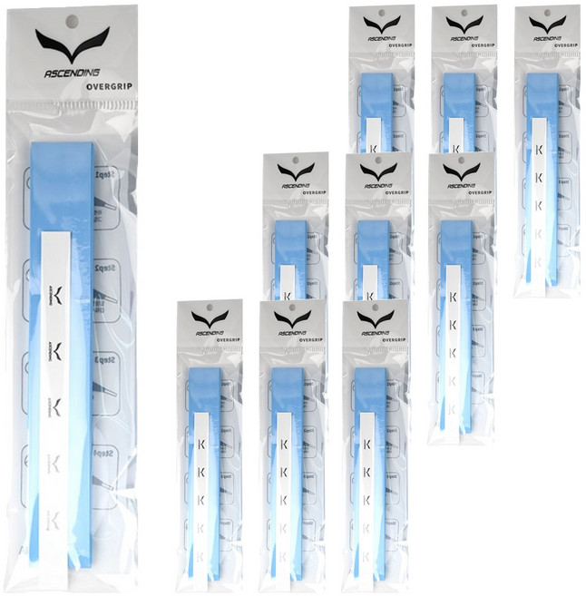 ASCENDING 오버그립 배드민턴라켓 그립 테이프, 스카이블루, 10개
