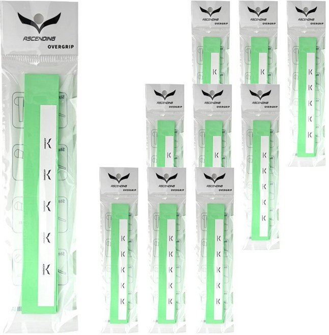 ASCENDING 오버그립 배드민턴라켓 그립 테이프, 그린, 10개