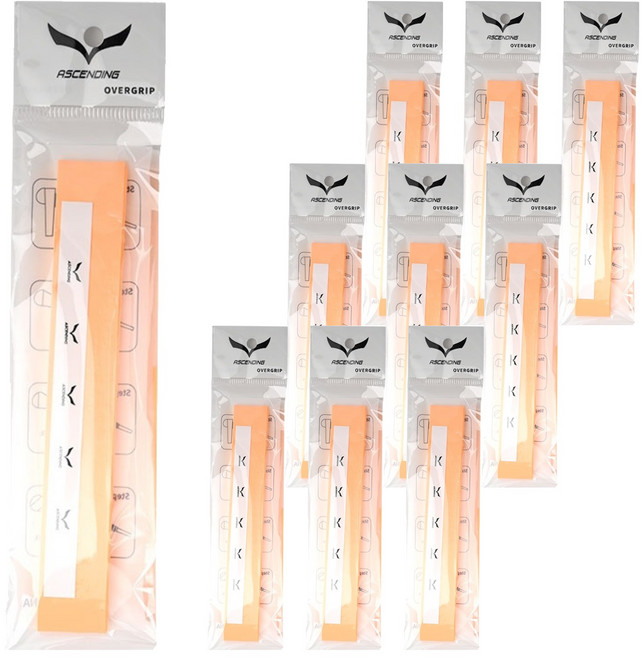 ASCENDING 오버그립 배드민턴라켓 그립 테이프, 라이트 오렌지, 10개