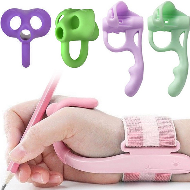 다다 연필 그립 손목 글씨교정기 참조은 세트, 핑크(손목교정기), 랜덤발송(손가락교정기 숏, 손가락교정기 롱), 1세트